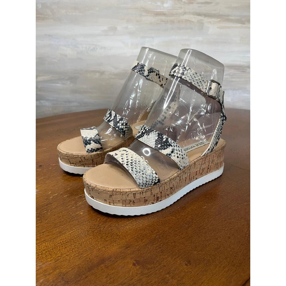 Steve Madden Platform Snake Print Ankle Strap Sandals Size 7